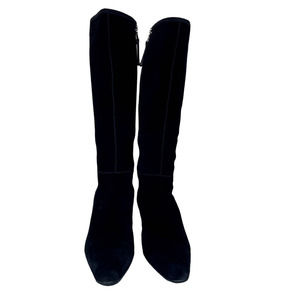 PRADA Made in Italy Black Donna Suede Knee High Kitten Heel Boots 39.5 (US 9.5)